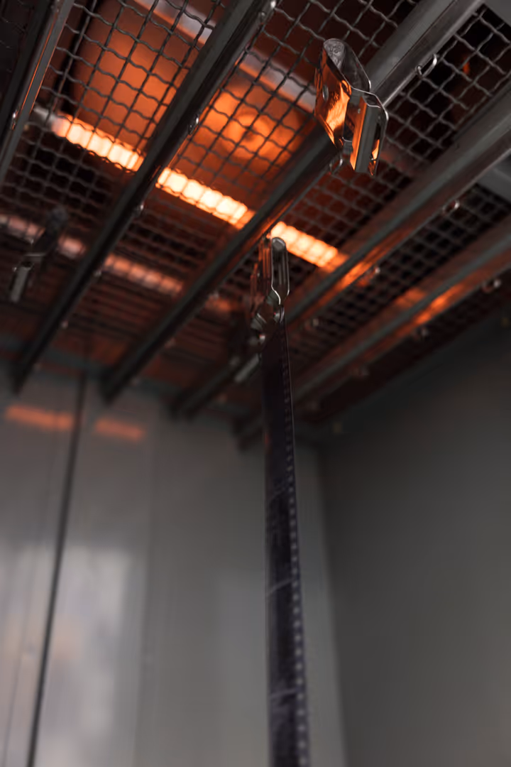 フィルムドライヤーに吊ったフィルム