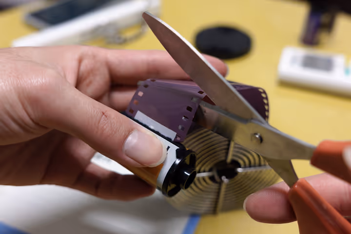 フィルムを根元で切る