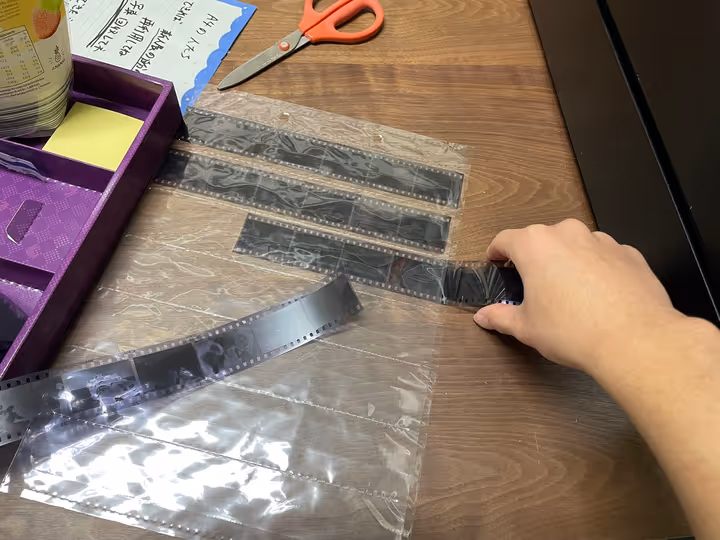 ネガシートに切ったフィルムを挿入する